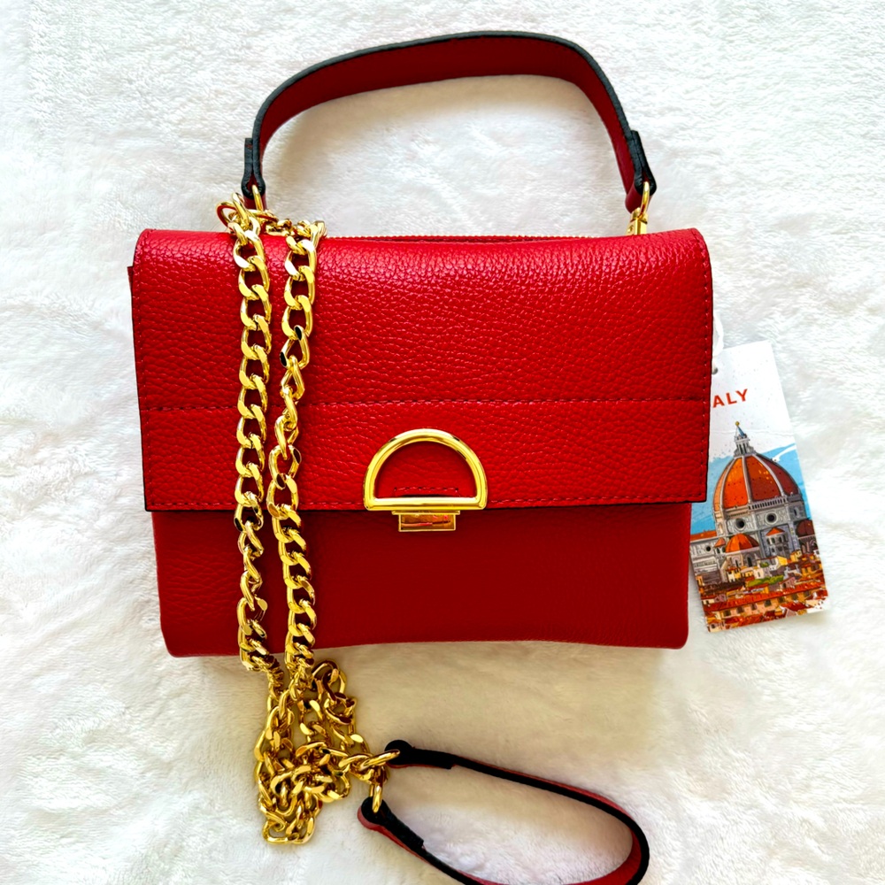 ISADORA Handbag Melissa Real Italian Leather Red Crossbody Handbag—NWT